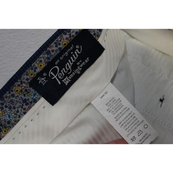 Penguin Munsingwear Plaid Wool-Poly Dress Pants Stretch Flat Mens Size 34 x 32 - Picture 7 of 8